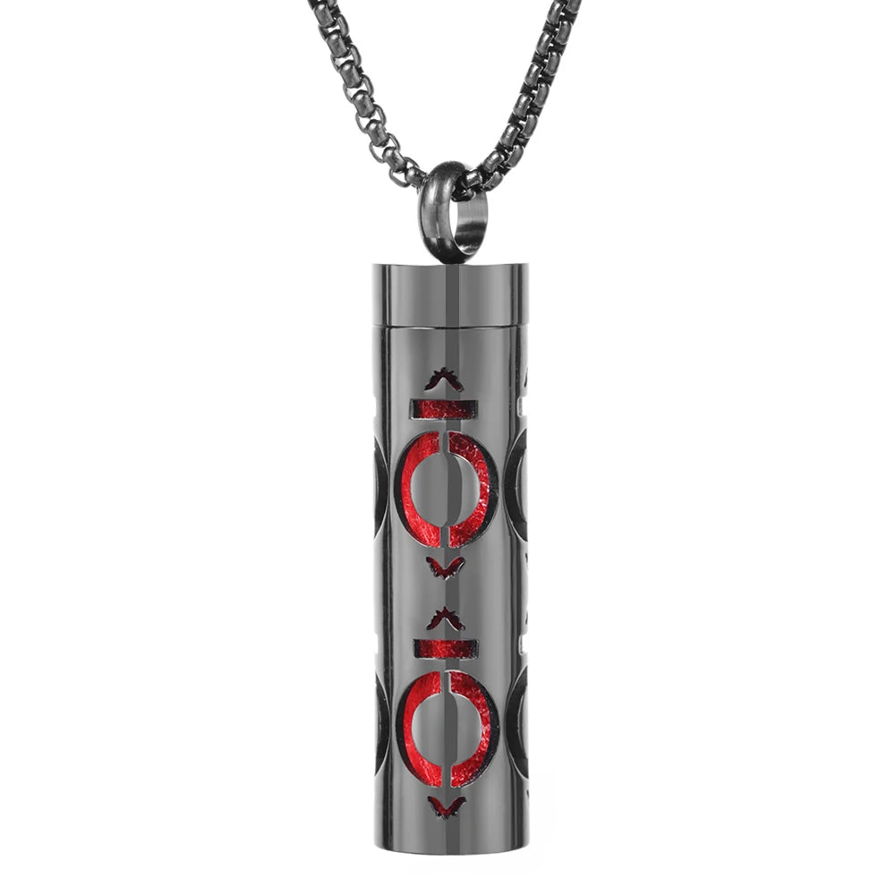 Black Cylindrical Women Various Patterns Stainless Steel Aromatherapy Essential Oil Necklace Perfume Diffuser Lockets Pendant