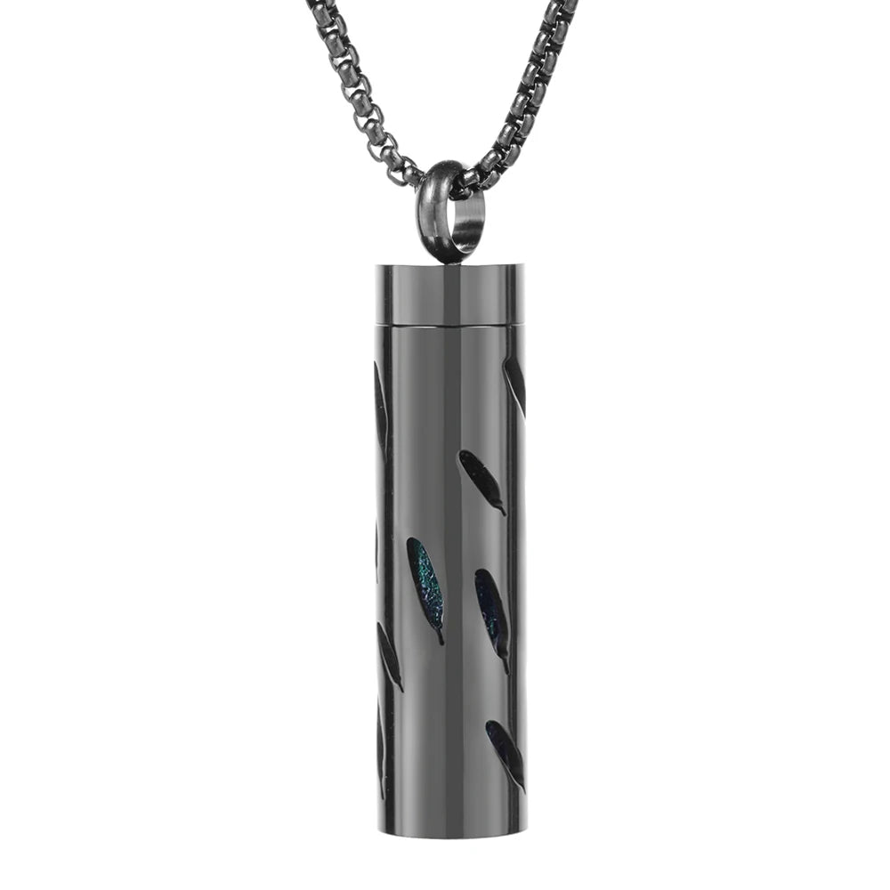 Black Cylindrical Women Various Patterns Stainless Steel Aromatherapy Essential Oil Necklace Perfume Diffuser Lockets Pendant